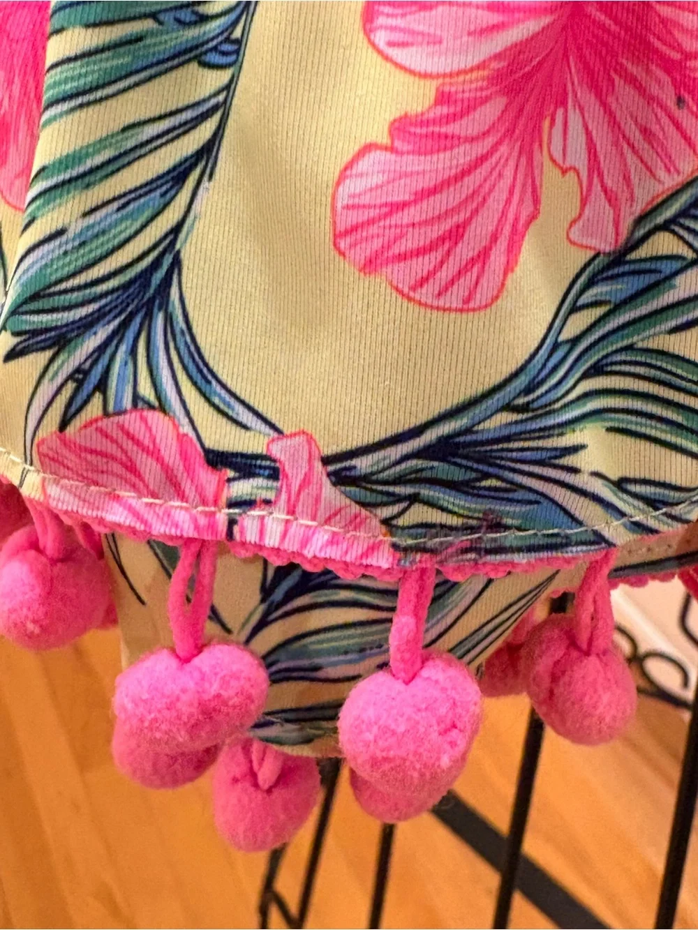 Nicole Miller Girls Floral Pink Trim Ruffle One-Piece Swimsuit